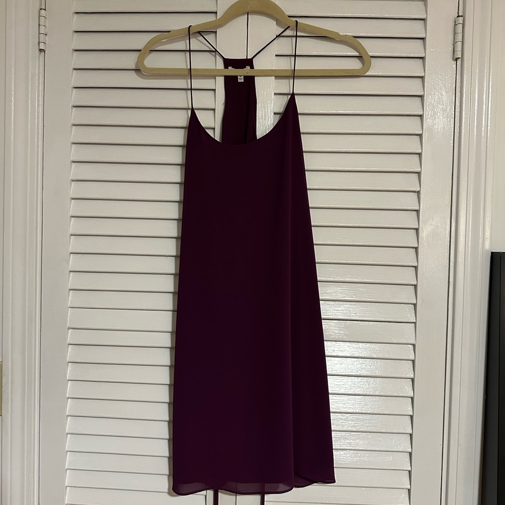 Burgundy Chiffon Mini Dress - Size Medium
